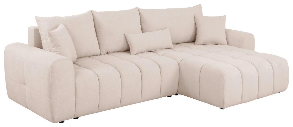 ECKSOFA in Velours Creme  - Creme/Schwarz, Konventionell, Kunststoff/Textil (298/168cm) - Carryhome
