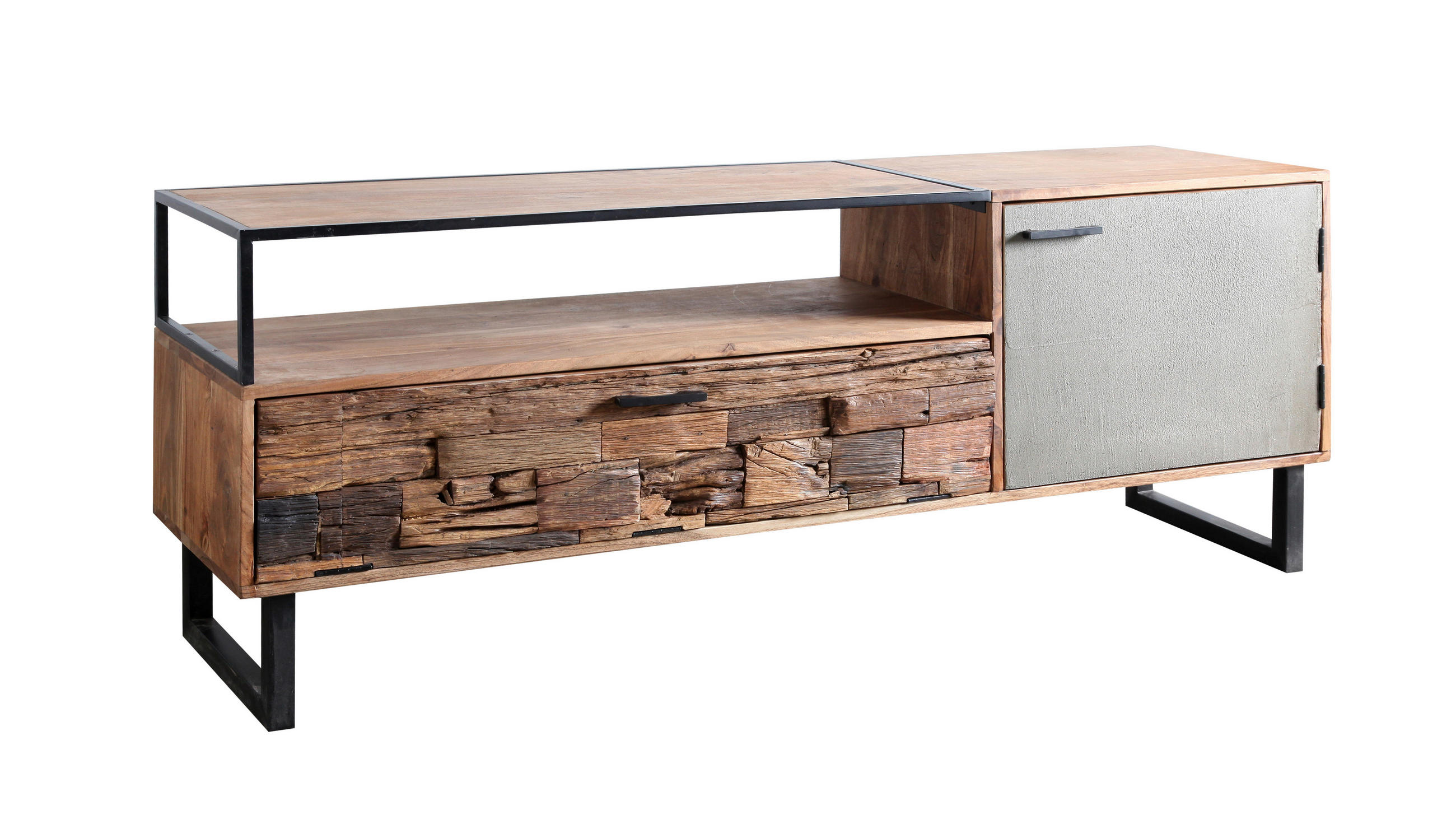 LOWBOARD  in 160/62/40 cm  - Hellbraun/Schwarz, Design, Holz/Stein (160/62/40cm) - Carryhome