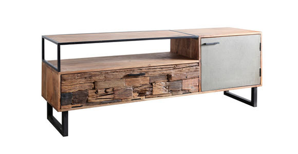 LOWBOARD in 160/62/40 cm - Hellbraun/Schwarz, Design, Holz/Stein (160/62/40cm) - Carryhome