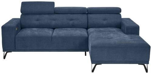 ECKSOFA Blau Chenille  - Blau/Schwarz, KONVENTIONELL, Textil/Metall (264/178cm) - Hom`in
