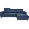 ECKSOFA in Chenille Blau  - Blau/Schwarz, KONVENTIONELL, Textil/Metall (264/178cm) - Hom`in