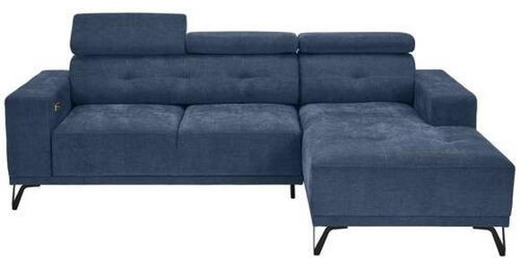 ECKSOFA in Chenille Blau  - Blau/Schwarz, KONVENTIONELL, Textil/Metall (264/178cm) - Hom`in