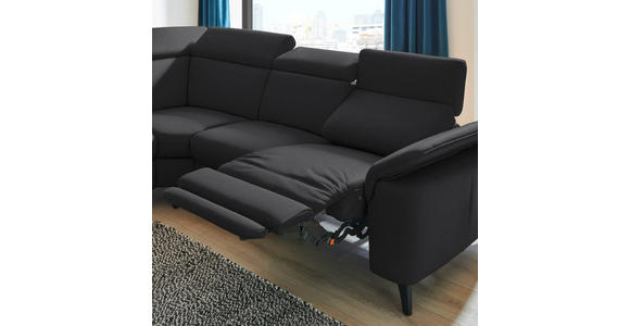 ECKSOFA in Echtleder Schwarz  - Schwarz, Design, Leder/Metall (239/289cm) - Cantus