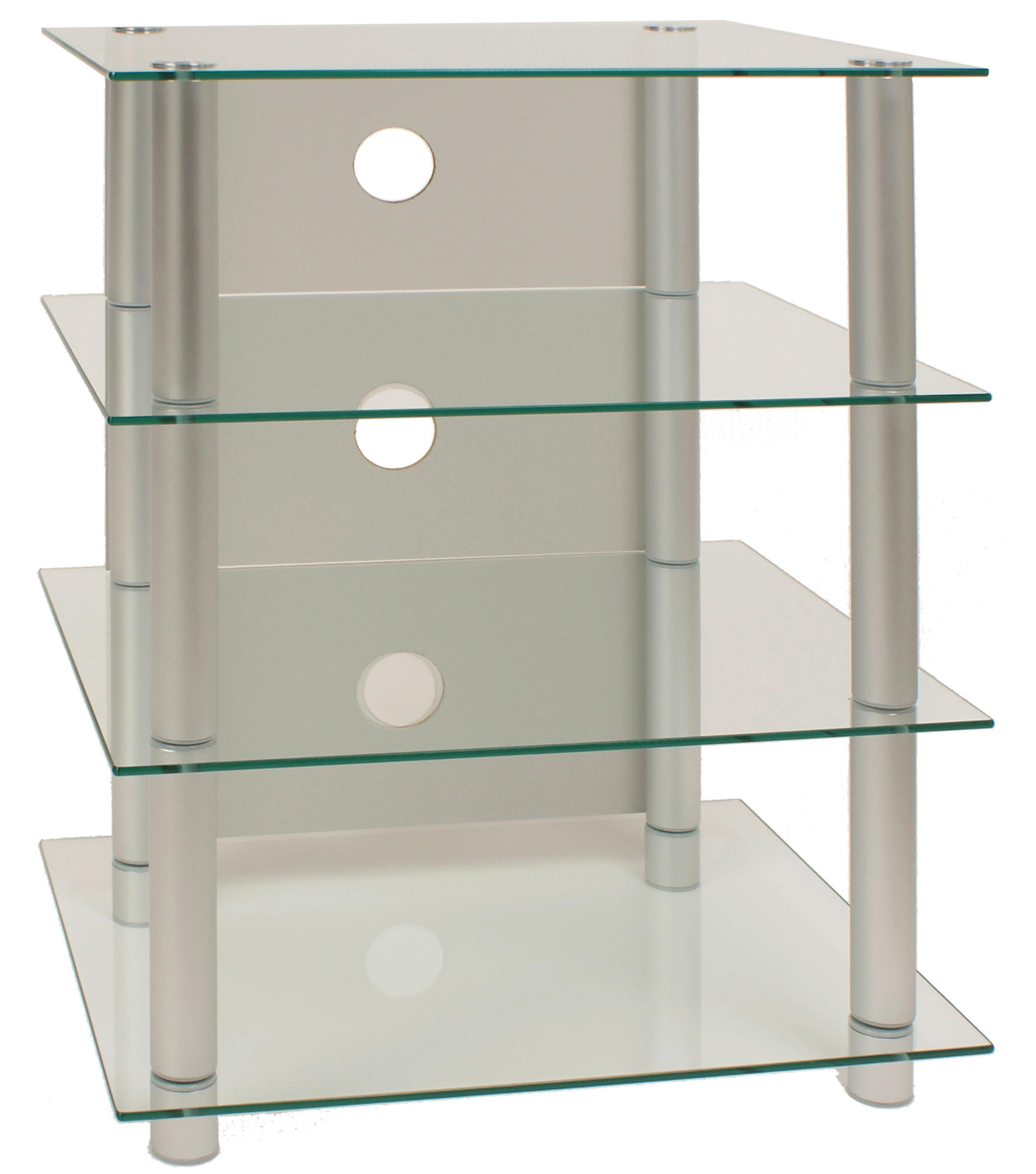 PHONOTISCH 54/70/45 cm  - Silberfarben, KONVENTIONELL, Glas/Metall (54/70/45cm) - MID.YOU
