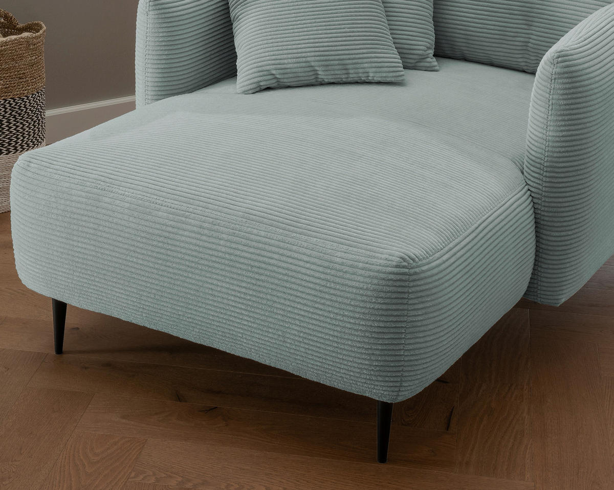 XXL-SESSEL Cord Hellblau    - Schwarz/Hellblau, Design, Textil/Metall (112/95/158cm) - Livetastic