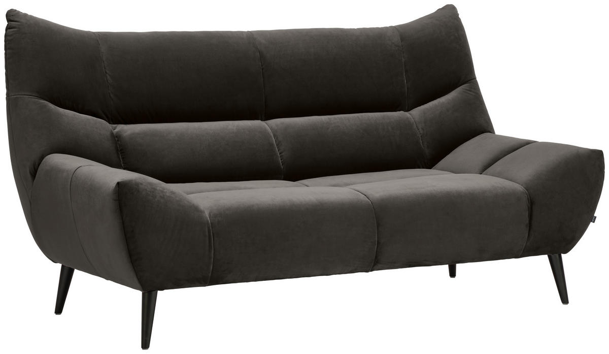 2-SITZER-SOFA Mikrofaser Dunkelgrau  - Dunkelgrau/Schwarz, Design, Textil/Metall (190/106/99cm) - Xora