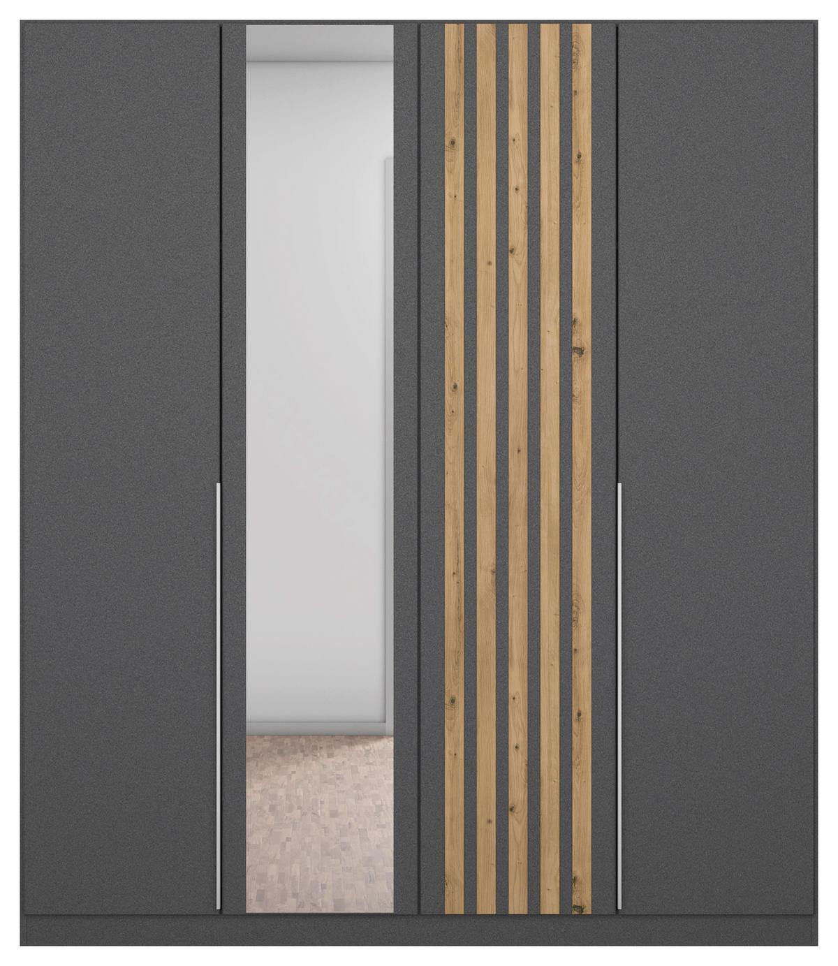 DREHTÜRENSCHRANK in Grau, Eiche Artisan  - Alufarben/Eiche Artisan, Modern, Holzwerkstoff/Metall (181/210/54cm) - Rauch Möbel