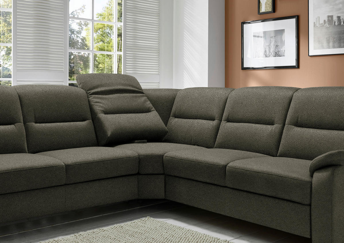 ECKSOFA in Mikrofaser Grün  - Schwarz/Grün, Konventionell, Holz/Textil (303/245cm) - Beldomo Comfort