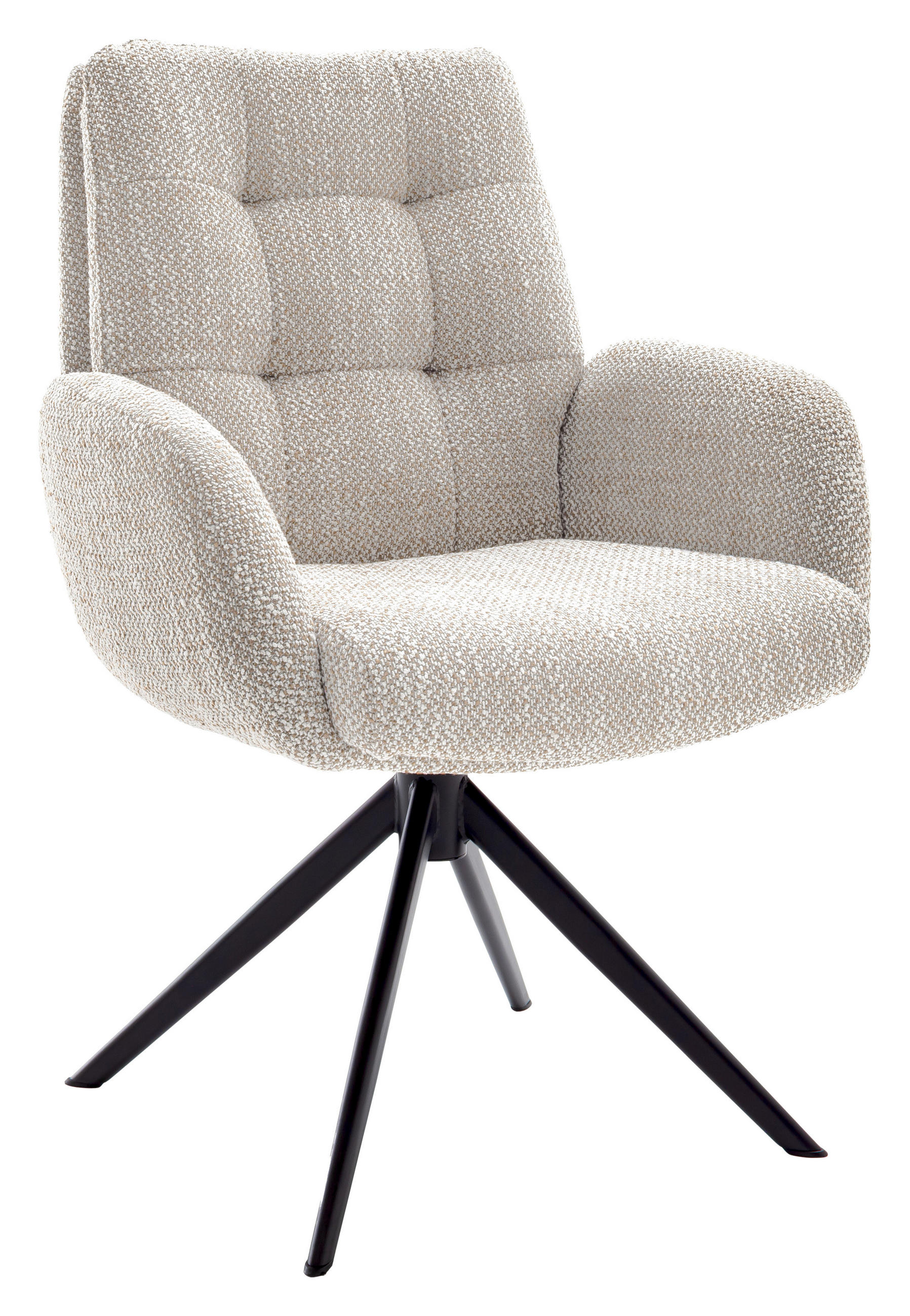 ARMLEHNSTUHL  in Stahl Webstoff  - Creme/Schwarz, Design, Textil/Metall (66/95/74cm) - Novel