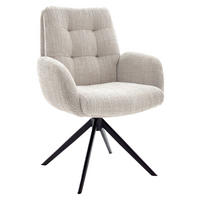 ARMLEHNSTUHL  in Stahl Webstoff  - Creme/Schwarz, Design, Textil/Metall (66/95/74cm) - Novel