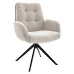ARMLEHNSTUHL  Stoffauswahl, Typenauswahl, Sitzfläche 360° drehbar Webstoff  - Creme/Schwarz, Design, Textil/Metall (66/95/74cm) - Novel