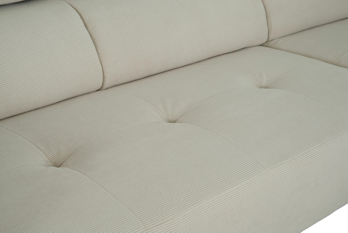 ECKSOFA in Feincord Beige  205/280 cm  - Beige/Schwarz, Design, Textil/Metall (205/280cm) - Xora