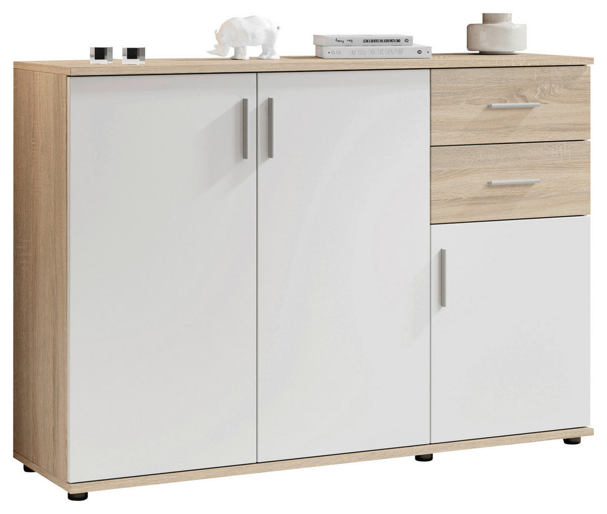 KOMMODE Bobby  in 120/84/35 cm  - Silberfarben/Schwarz, KONVENTIONELL, Holzwerkstoff/Kunststoff (120/84/35cm) - Carryhome