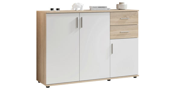 KOMMODE Bobby, 120/84/35 cm, 2 Schublade(n)  - Silberfarben/Schwarz, KONVENTIONELL, Holzwerkstoff/Kunststoff (120/84/35cm) - Carryhome