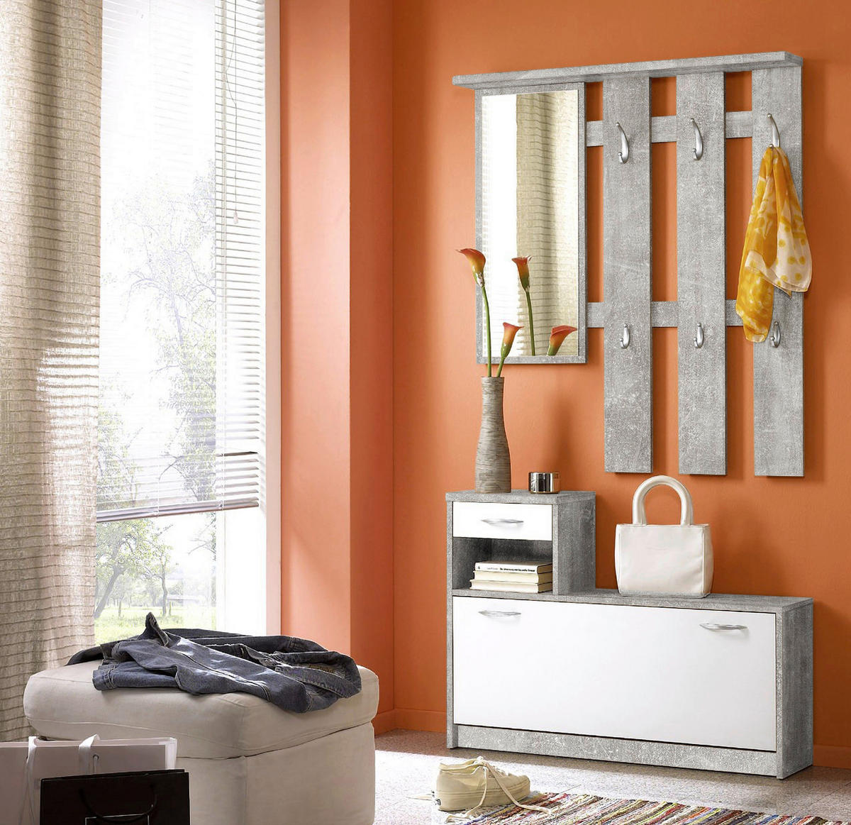 SISTEM ZA PREDSOBLJE  siva, bela  - siva/bela, Konvencionalno, pločasti materijal (100/191/25cm) - Xora