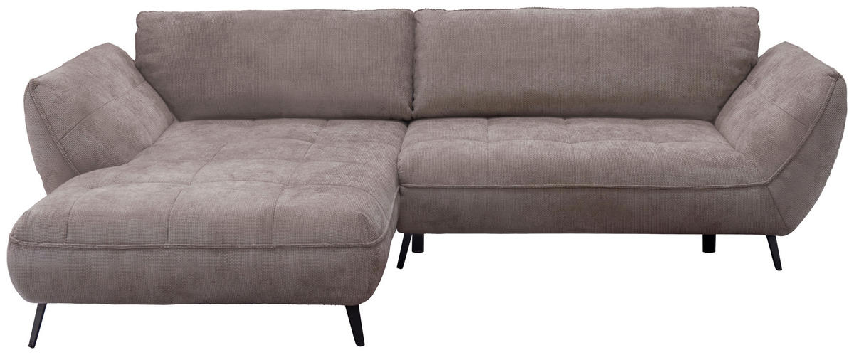 ECKSOFA in Struktur Hellbraun  187/282 cm  - Hellbraun/Schwarz, Design, Textil/Metall (187/282cm) - Livetastic
