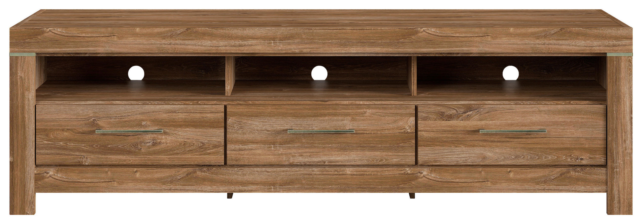 KOMODA POD TELEVIZI, barvy dubu, 200/60/54 cm - barvy dubu/barvy niklu, Design, kov/kompozitní dřevo (200/60/54cm) - Welnova