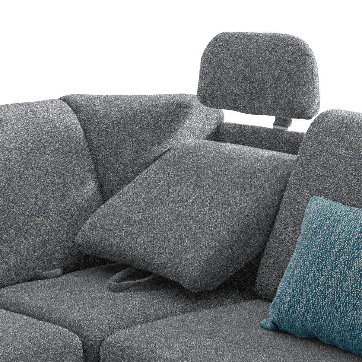 WOHNLANDSCHAFT  in Mikrovelours Grau  - Alufarben/Grau, KONVENTIONELL, Kunststoff/Textil (158/322/236cm) - Sedda