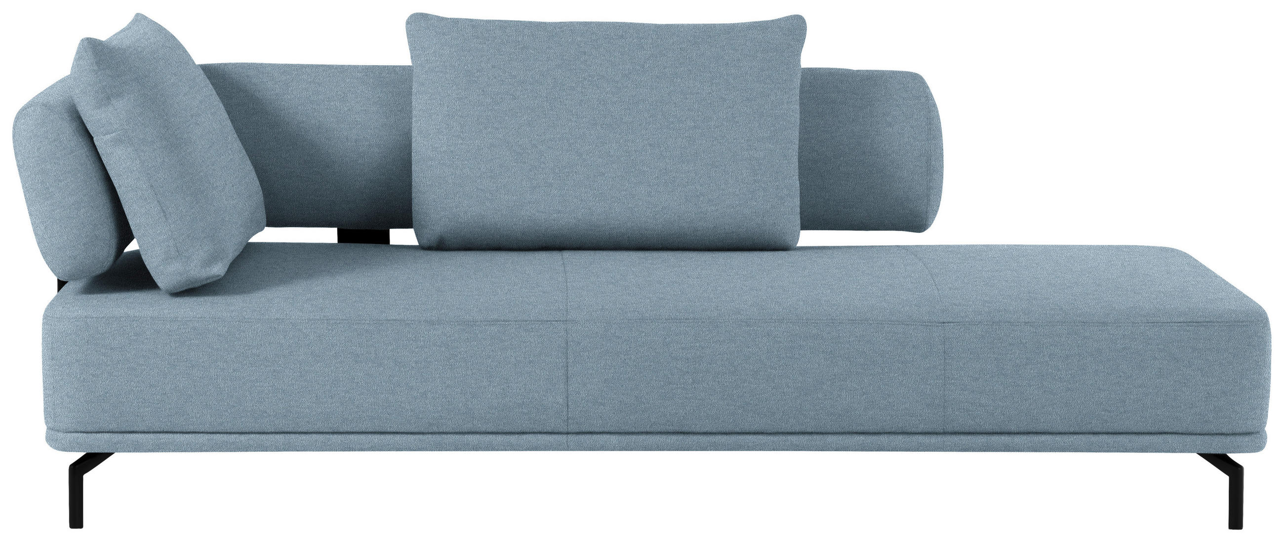 RÉCAMIERE Hellgrau, Hellblau Flachgewebe  - Hellgrau/Schwarz, Design, Textil/Metall (225/80/98cm) - Dieter Knoll