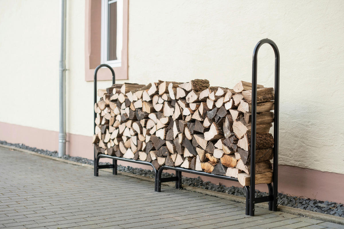 KAMINHOLZREGAL 25/118/244 cm  Metall  - Schwarz, Basics, Metall (25/118/244cm)