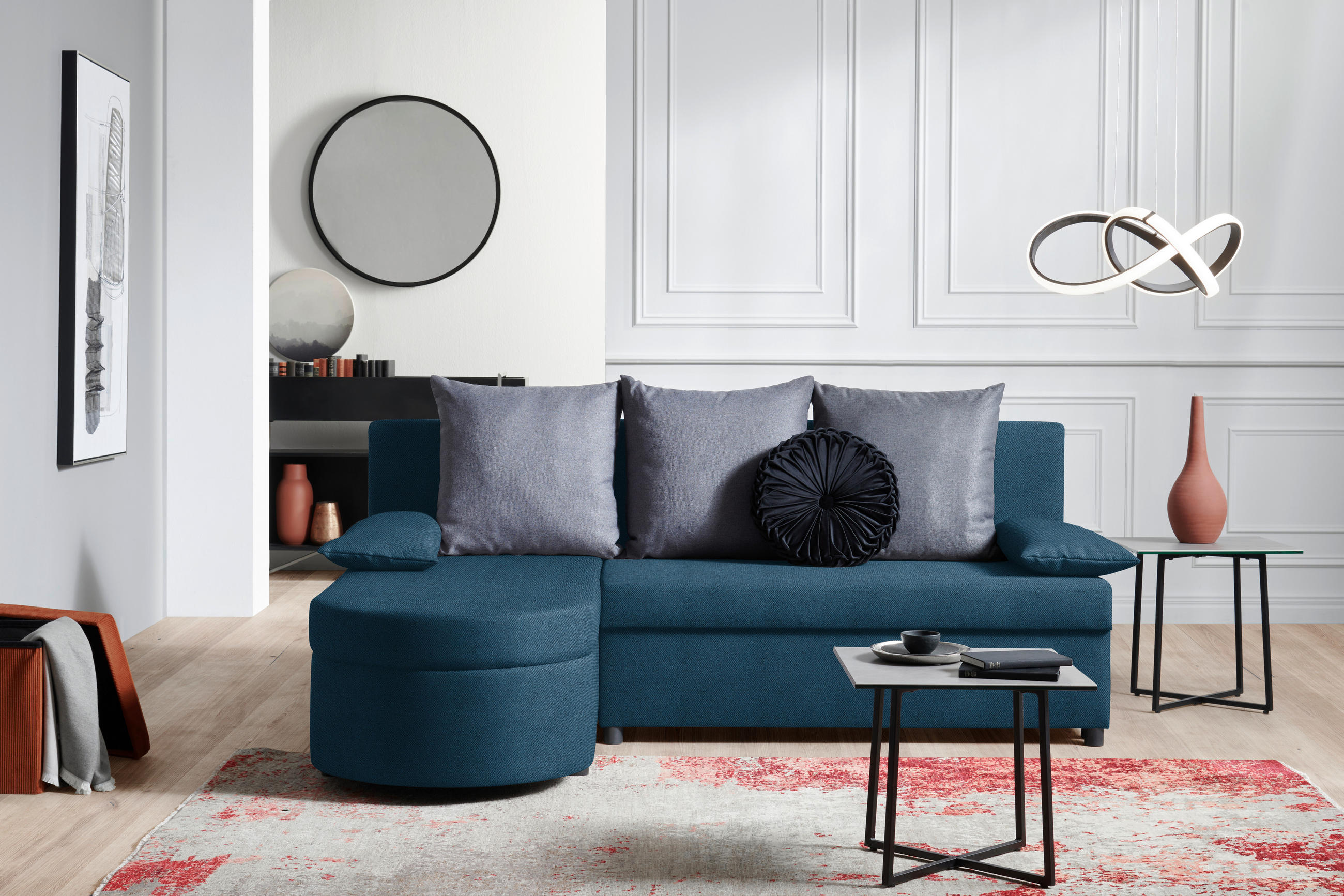 HÖRNSOFFA i vävt tyg mörkblå, mörkgrå  - mörkgrå/antracit, Trend, textil (159/196cm) - MID.YOU