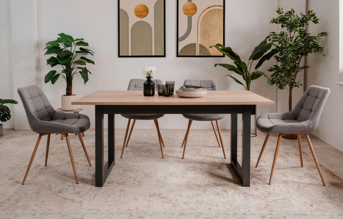 ESSTISCH Holzwerkstoff 160/90/75 cm  - Anthrazit/Sonoma Eiche, Natur, Holzwerkstoff (160/90/75cm) - MID.YOU