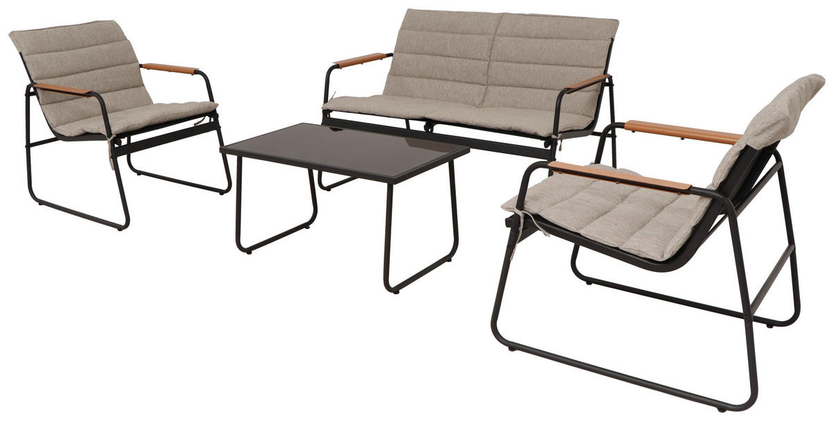 GARTENSET beschichtet Stahl  - Anthrazit/Grau, MODERN, Glas/Kunststoff (115/75,5/74cm) - Ambia Garden