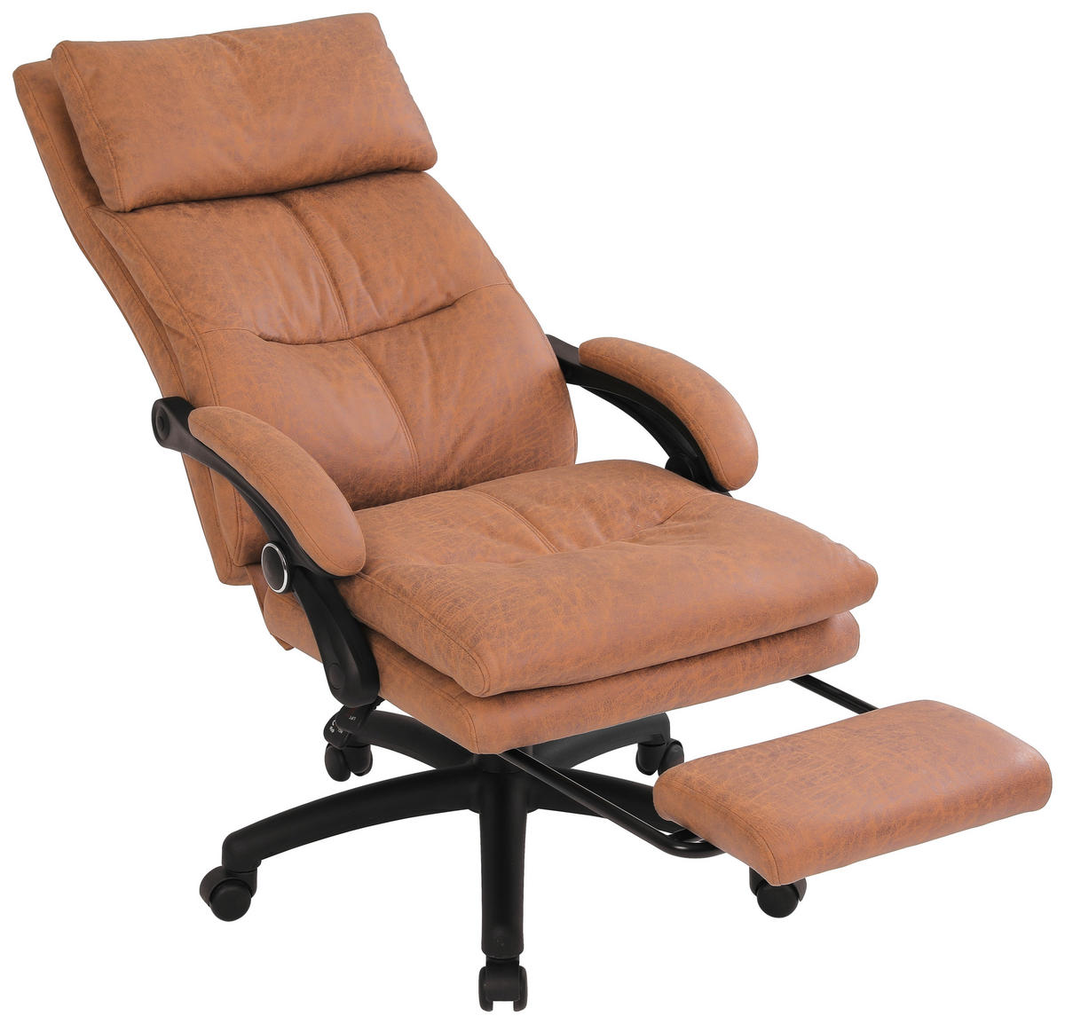 CHEFSESSEL Mikrofaser Braun  - Schwarz/Braun, LIFESTYLE, Holz/Kunststoff (66/116-124/71,5cm) - Livetastic