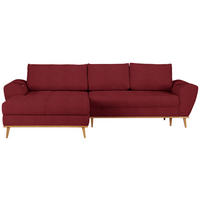 ECKSOFA Rot Webstoff  - Eichefarben/Rot, Design, Holz/Textil (175/282cm) - Carryhome