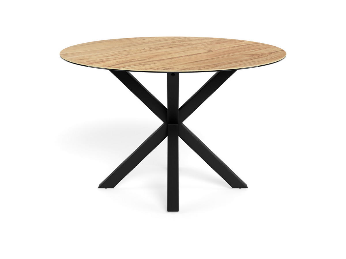 ESSTISCH in Metall, Glas, Keramik 119/119/75,5 cm  - Eichefarben/Schwarz, MODERN, Glas/Keramik (119/119/75,5cm) - MID.YOU