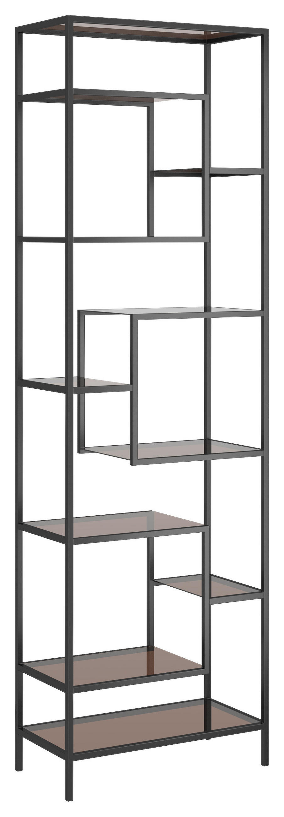 REGAL Anthrazit, Schwarz  - Anthrazit/Schwarz, Design, Glas/Metall (60/195/30cm) - Kare-Design