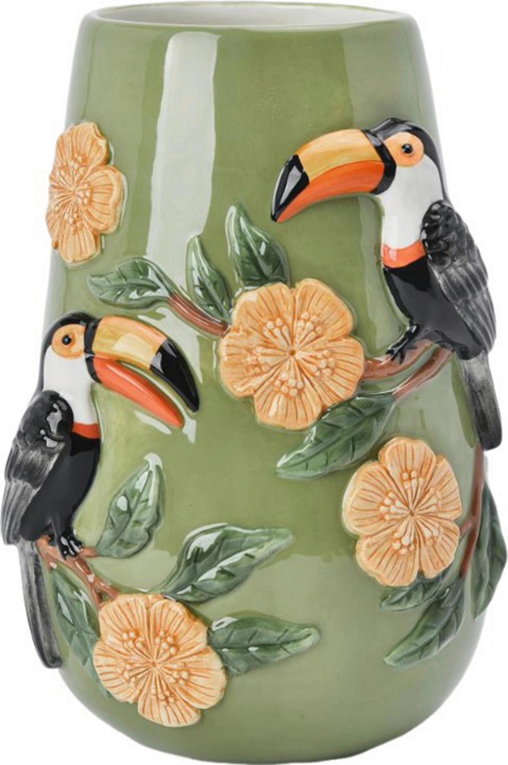 VÁZA, keramika, 22.8 cm - černá/zelená, Lifestyle, keramika (15.7/22.8/15.4cm) - Ambia Home