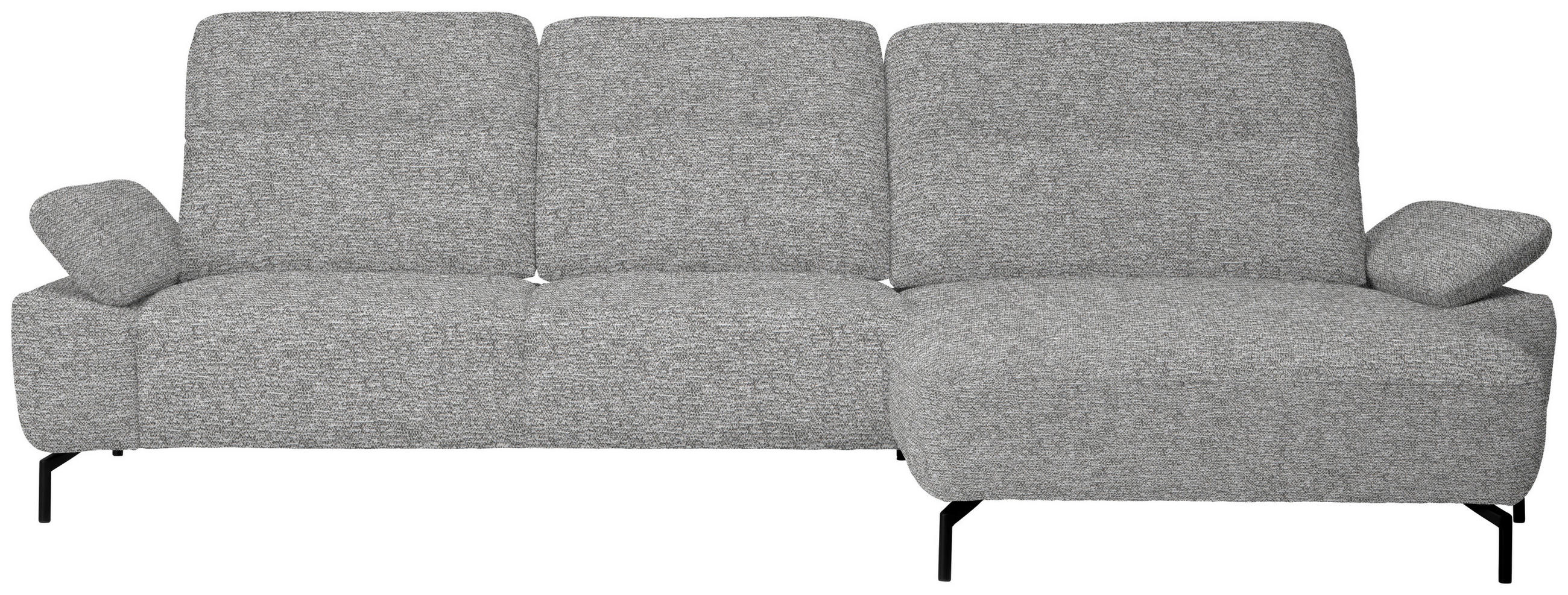 ECKSOFA in Chenille, Flachgewebe Hellgrau  318/165 cm  - Hellgrau/Schwarz, Design, Textil/Metall (318/165cm) - Xora
