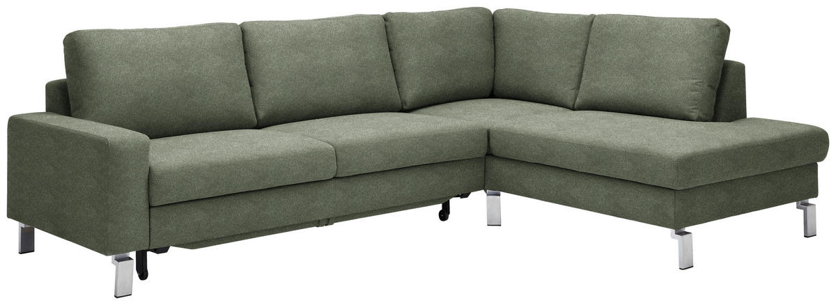 ECKSOFA in Flachgewebe Olivgrün  - Chromfarben/Olivgrün, Design, Textil/Metall (276/200cm) - Hom`in