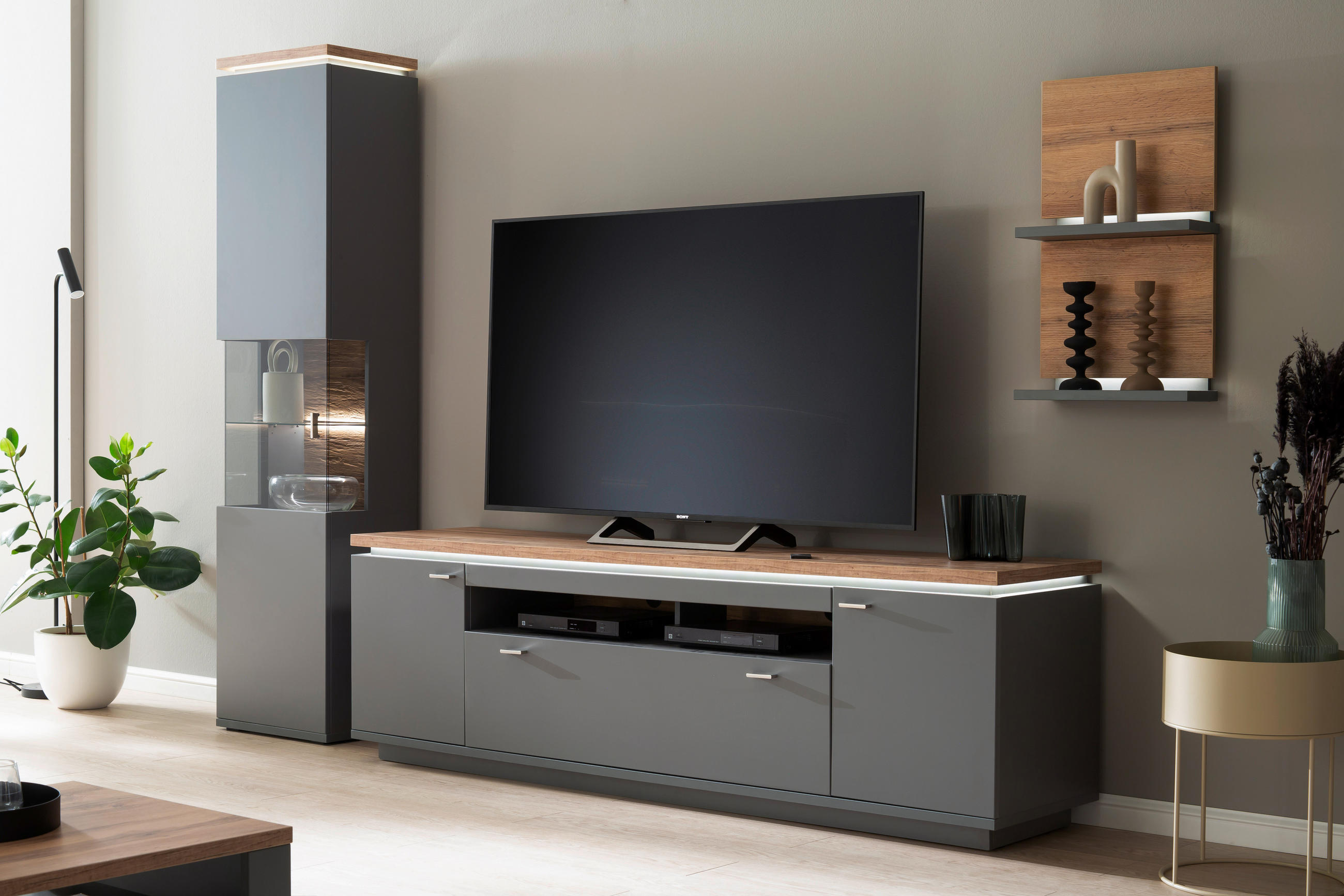 WANDBOARD - Eiche Wotan/Grau, Design (45/78/18cm) - Stylife