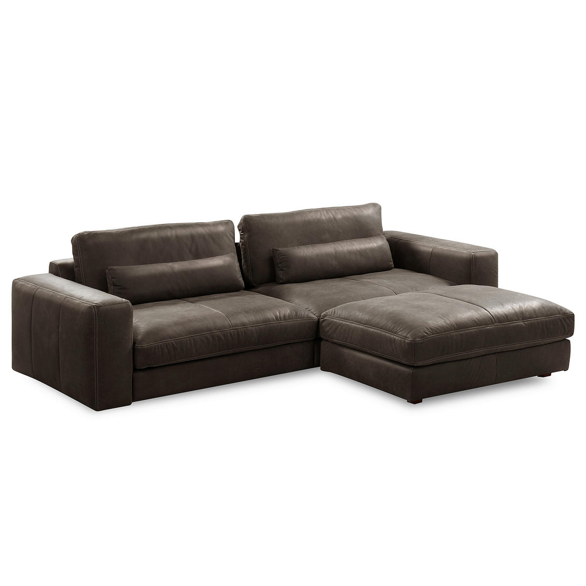 HOCKER in Leder Fango  - Fango/Beige, Design, Leder/Kunststoff (123/45/93cm) - Livetastic