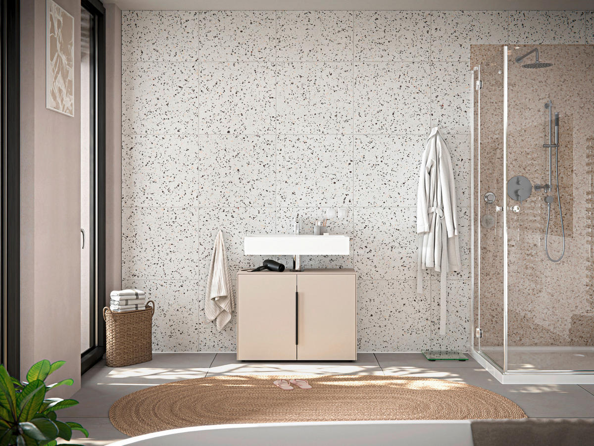 WASCHBECKENUNTERSCHRANK 80/60/33 cm  - Kaschmir/Schwarz, Design, Holzwerkstoff/Kunststoff (80/60/33cm) - home24