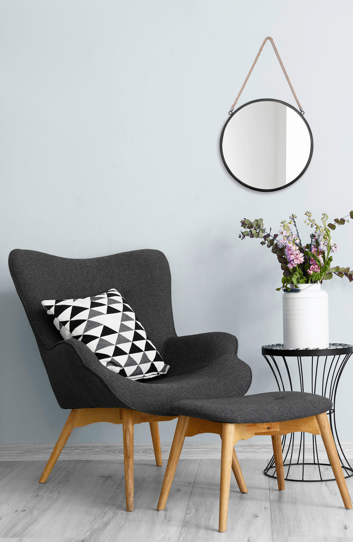 DEKOSPIEGEL Schwarz  - Schwarz, Trend, Glas/Textil (40/40/3,5cm) - Boxxx