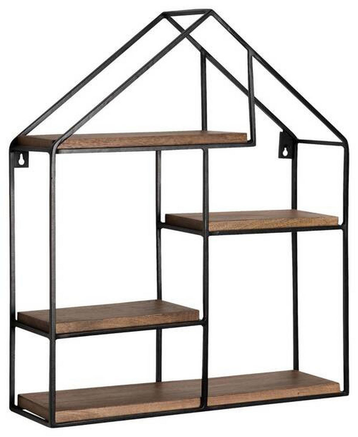 WANDREGAL 50/60/14 cm  - Schwarz, Design, Holz/Metall (50/60/14cm) - MID.YOU