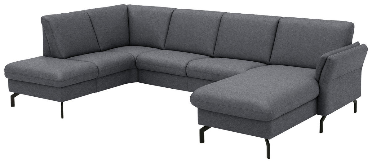WOHNLANDSCHAFT Flachgewebe Anthrazit  - Anthrazit/Schwarz, Konventionell, Textil/Metall (190/307/170cm) - Beldomo Comfort
