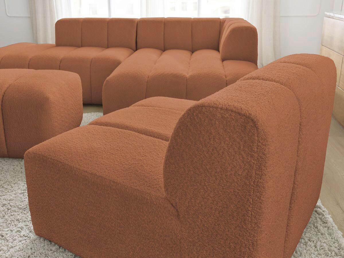 ECKSOFA Ottomane rechts  ANNECY Orange Bouclé  - Schwarz/Orange, MODERN, Kunststoff/Textil (262/170cm)