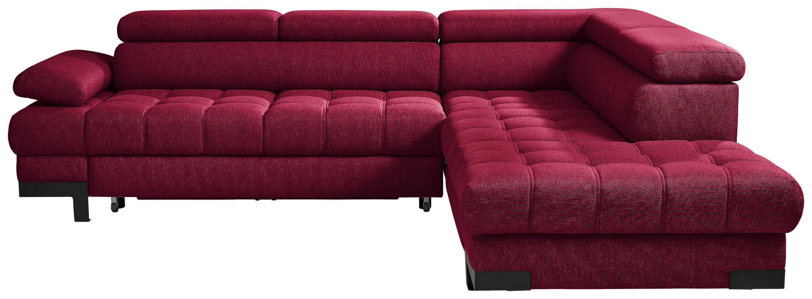 ECKSOFA Rot Webstoff  - Rot/Schwarz, Design, Textil/Metall (263/223cm) - Welnova