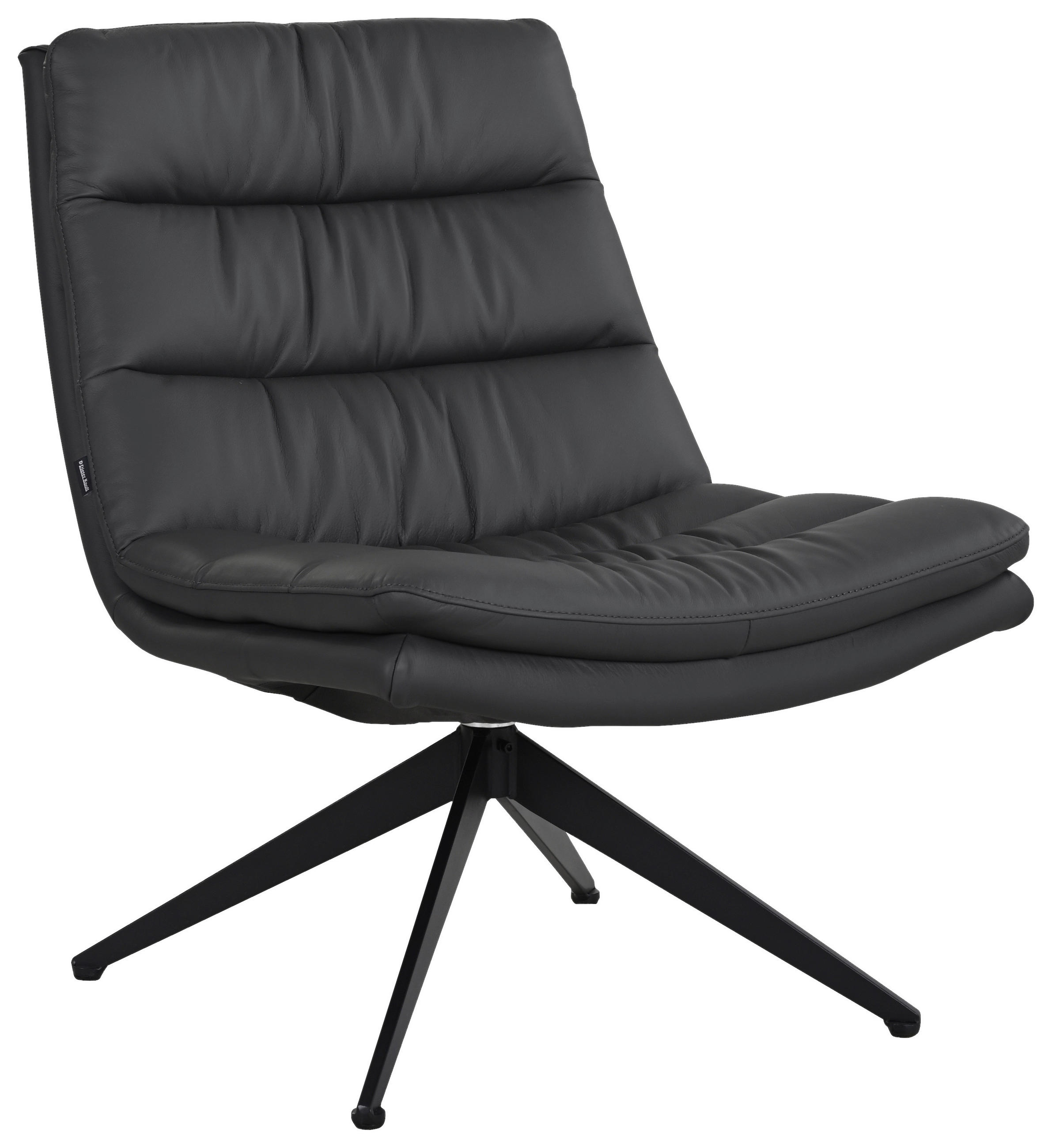 DESIGNSESSEL in Echtleder Dunkelgrau  - Dunkelgrau/Schwarz, Design, Leder/Metall (62.5/82/80cm) - Dieter Knoll