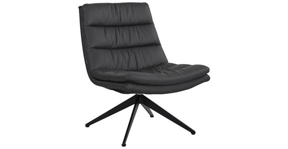 DESIGNSESSEL in Echtleder Dunkelgrau  - Dunkelgrau/Schwarz, Design, Leder/Metall (62.5/82/80cm) - Dieter Knoll