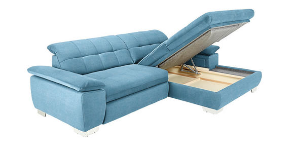 ECKSOFA in Mikrofaser Pastellblau  - Chromfarben/Pastellblau, Design, Textil/Metall (265/180cm) - Carryhome