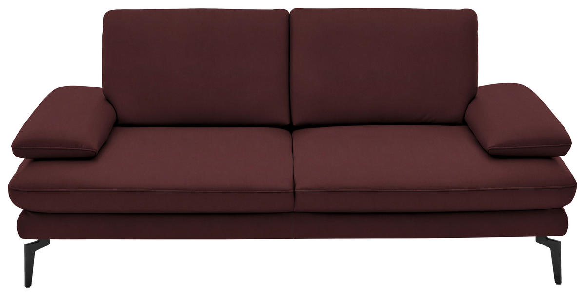 2,5-SITZER Echtleder Beere  - Beere/Schwarz, Design, Leder/Metall (196/86/104cm) - Dieter Knoll