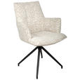ARMLEHNSTUHL  Stoffauswahl, Sitzfläche 360° drehbar, automatische Rückholfunktion Jacquard  - Beige/Schwarz, Design, Textil/Metall (59/89,5/63cm) - Novel