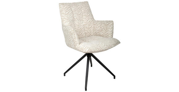 ARMLEHNSTUHL  Stoffauswahl, Sitzfläche 360° drehbar, automatische Rückholfunktion Jacquard  - Beige/Schwarz, Design, Textil/Metall (59/89,5/63cm) - Novel