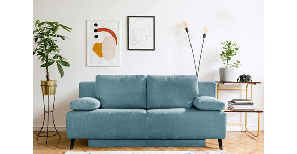 SCHLAFSOFA  in Cord Türkis  - Türkis/Schwarz, MODERN, Textil/Metall (197/92/88cm) - Novel