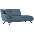 CHAISELONGUE in Feincord Blau  - Blau/Schwarz, Design, Textil/Metall (190/90/95cm) - Carryhome